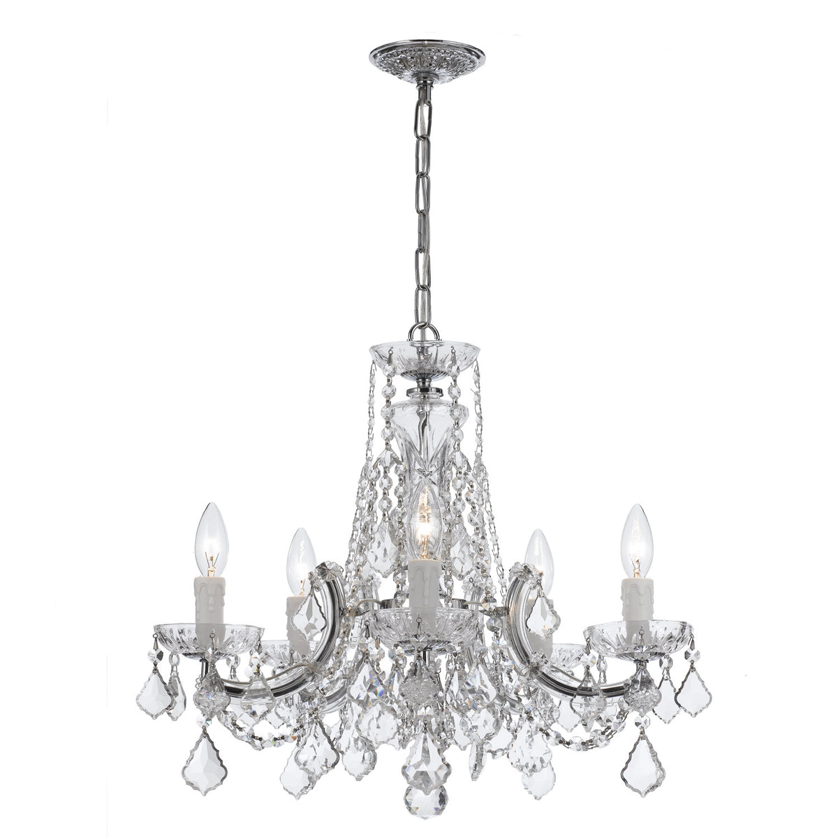 Maria Theresa Five Light Mini Chandelier in Polished Chrome