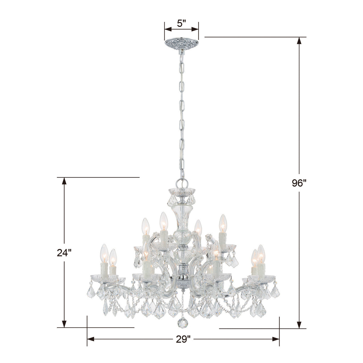 Maria Theresa 12 Light Chandelier in Polished Chrome