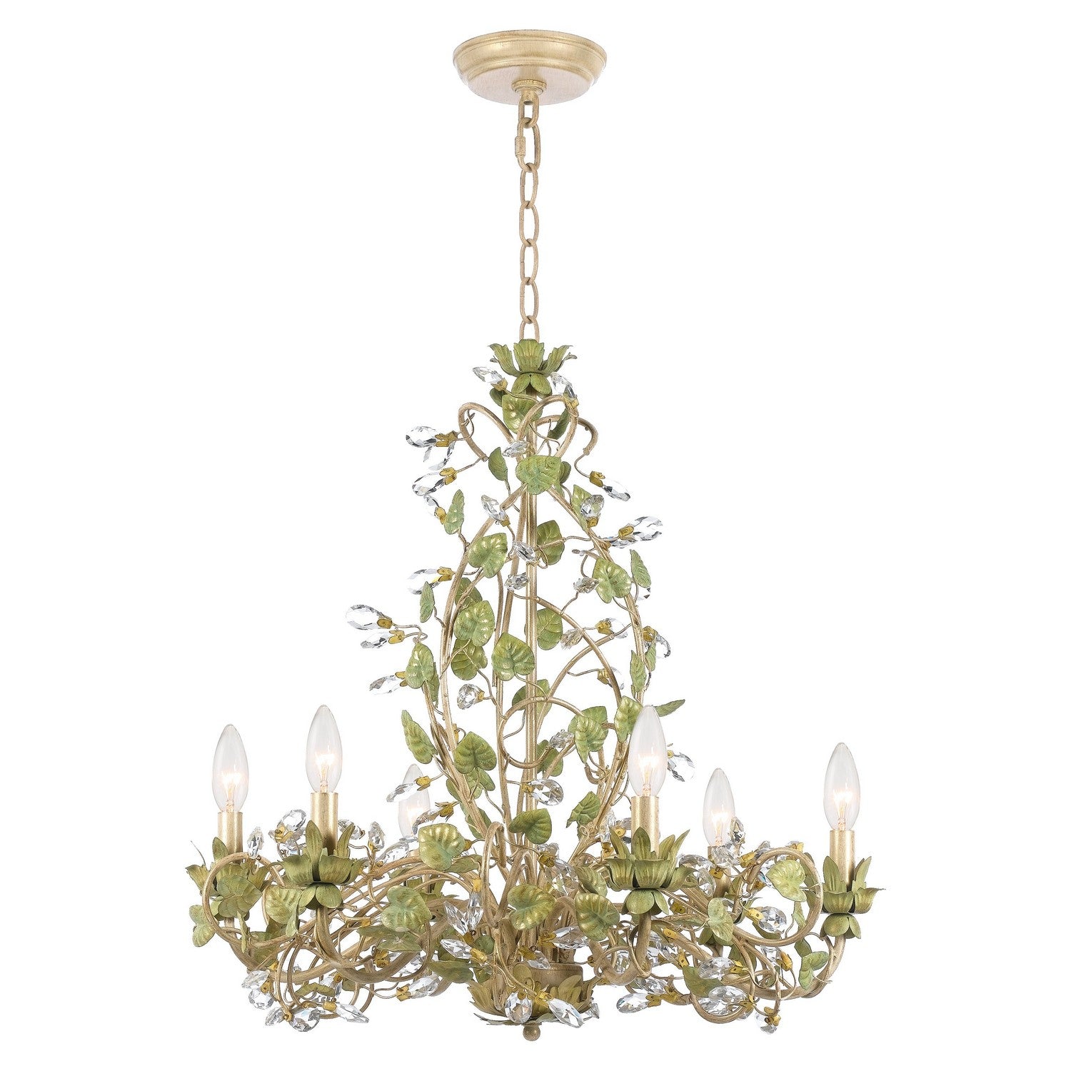 Josie Six Light Chandelier in Champagne Green Tea