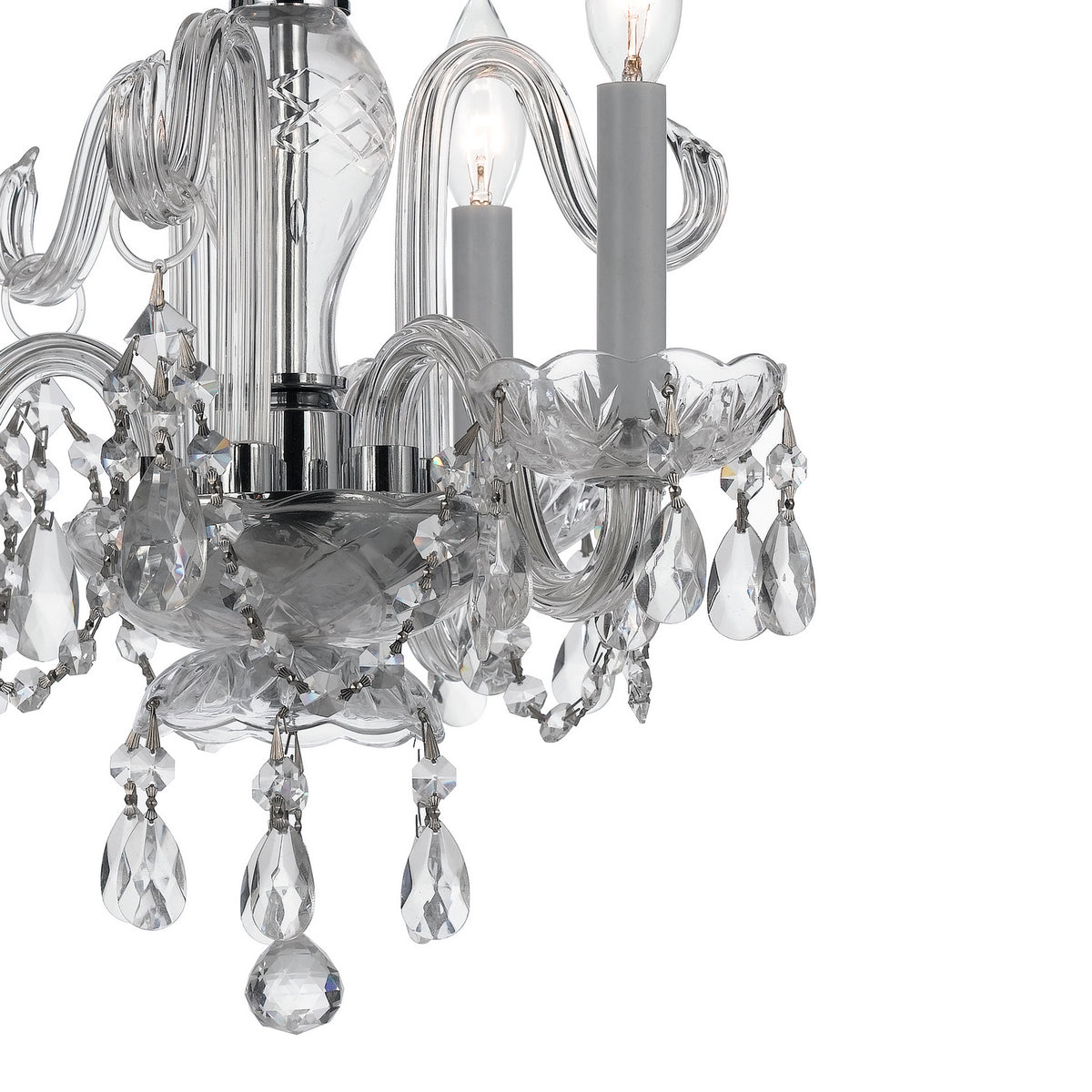 Traditional Crystal Three Light Mini Chandelier in Polished Chrome