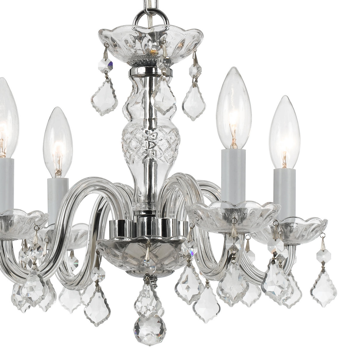 Traditional Crystal Four Light Mini Chandelier in Polished Chrome