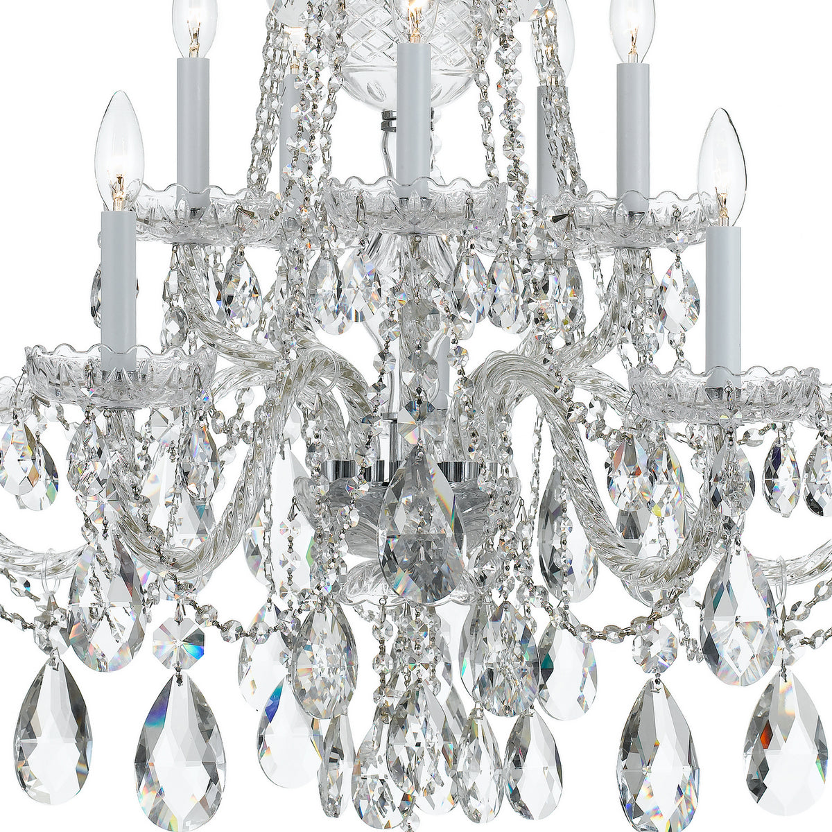 Traditional Crystal Ten Light Chandelier in Polished Chrome