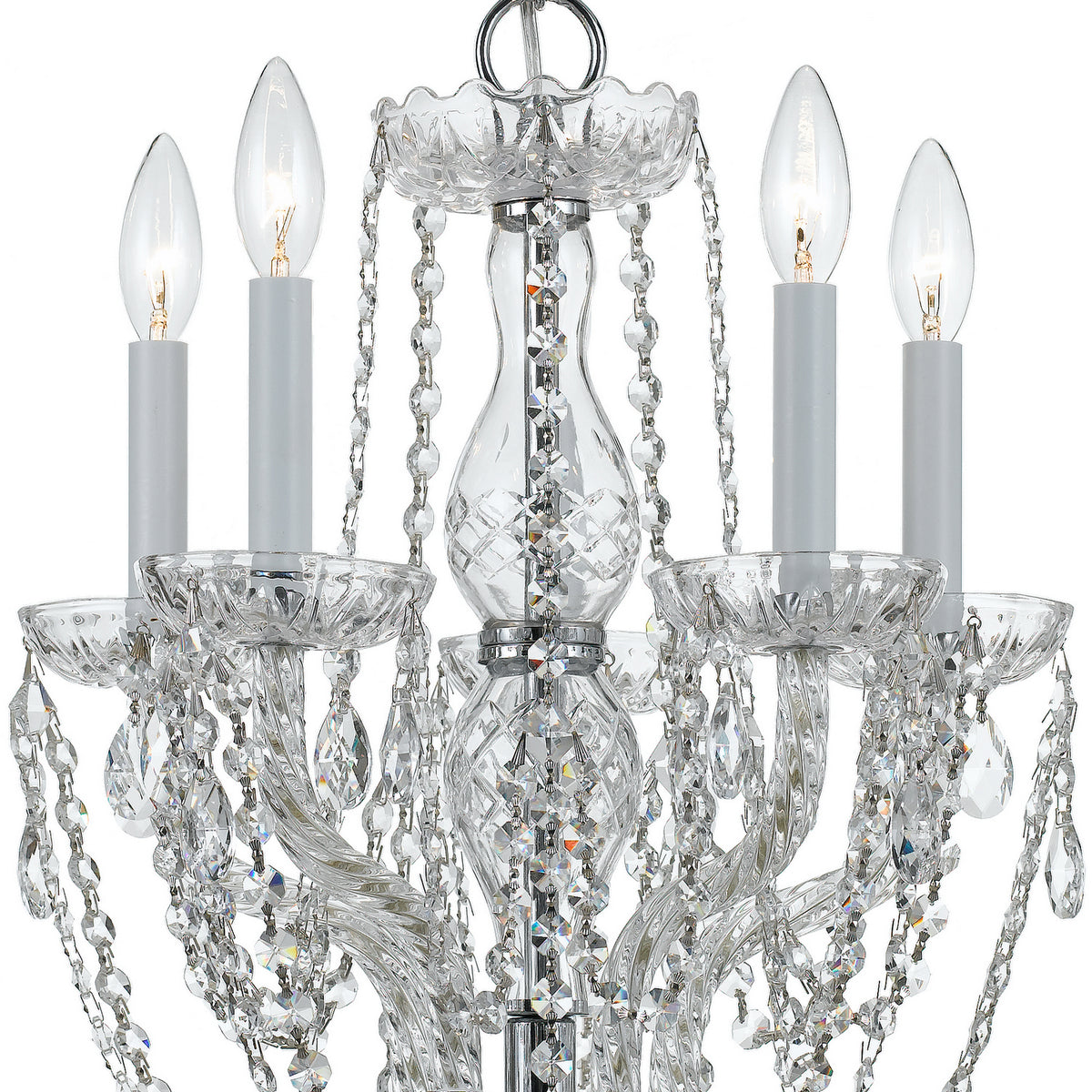 Traditional Crystal Five Light Mini Chandelier in Polished Chrome