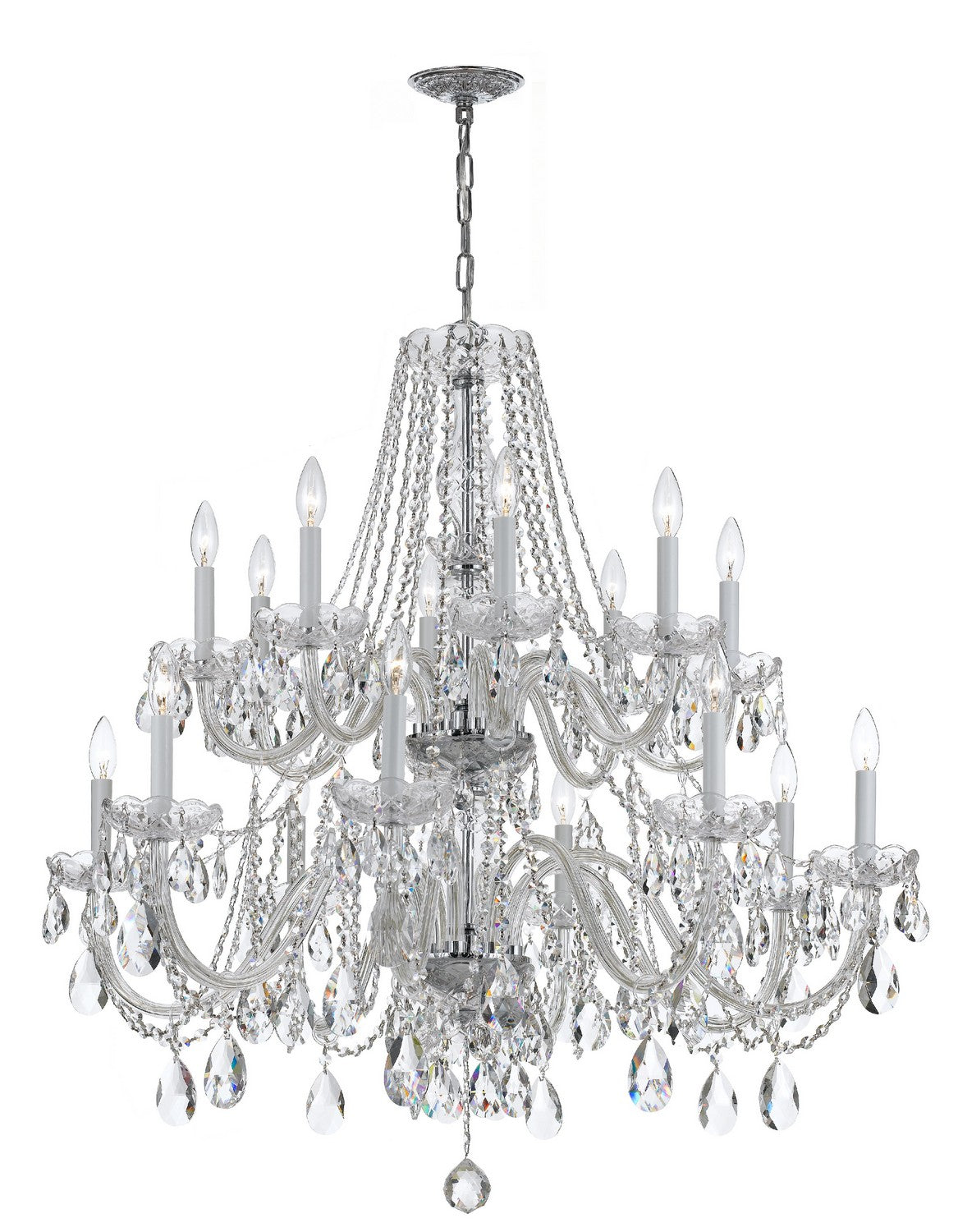 Traditional Crystal 16 Light Chandelier in Polished Chrome