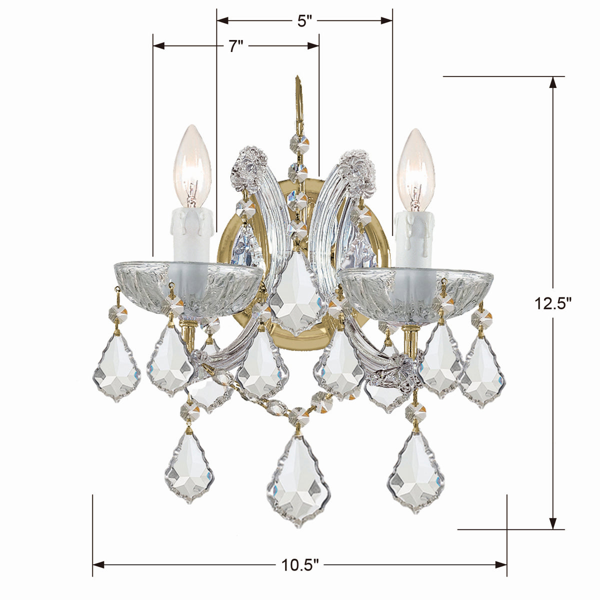 Maria Theresa Two Light Wall Sconce in Gold