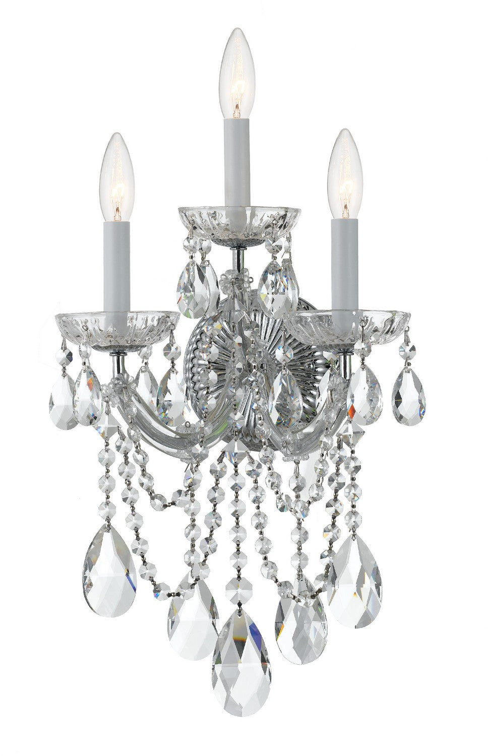 Maria Theresa Three Light Wall Sconce in Polished Chrome