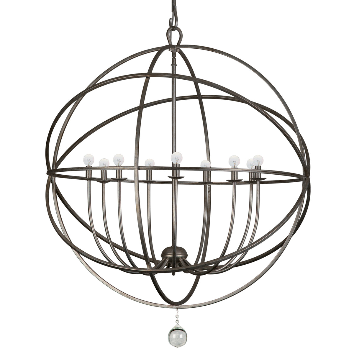 Solaris Nine Light Chandelier in English Bronze