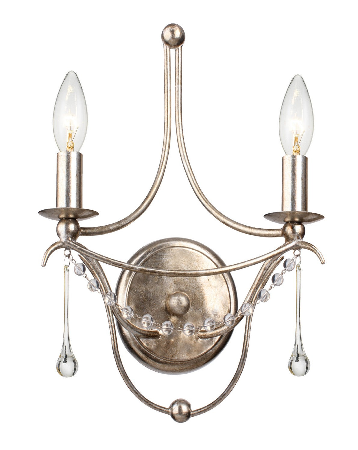 Metro Two Light Wall Sconce in Antique Silver