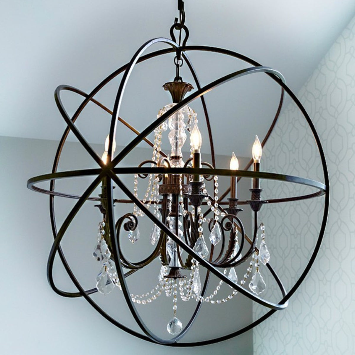 Solaris Six Light Chandelier in English Bronze