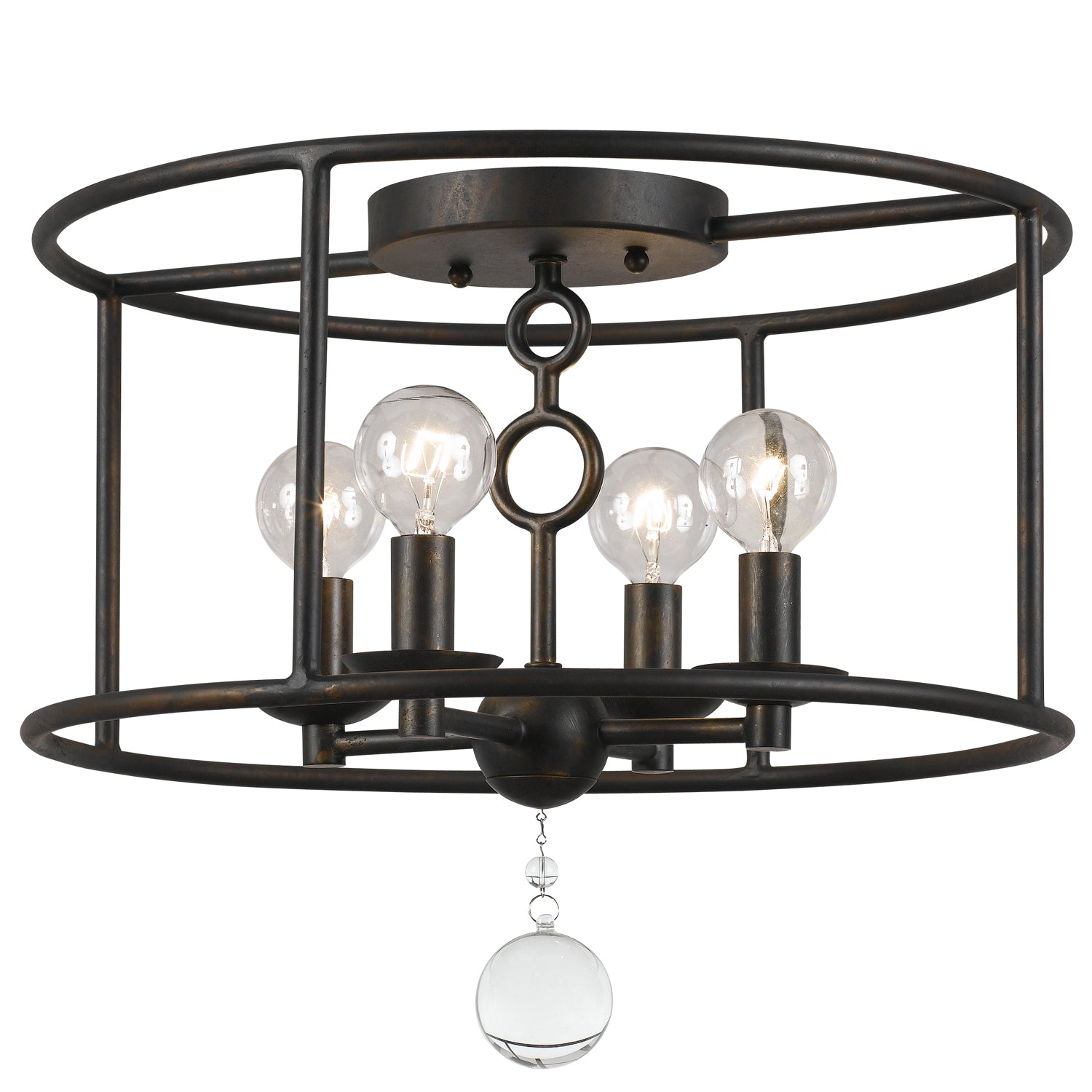 Cameron Four Light Semi Flush Mount in English Bronze