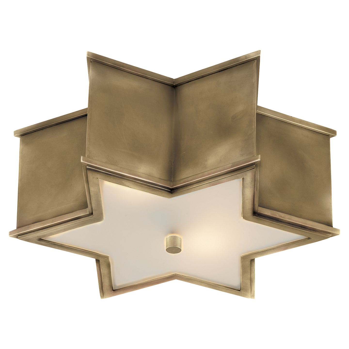 Sophia Small Flush Mount in Natural Brass with Frosted Glass