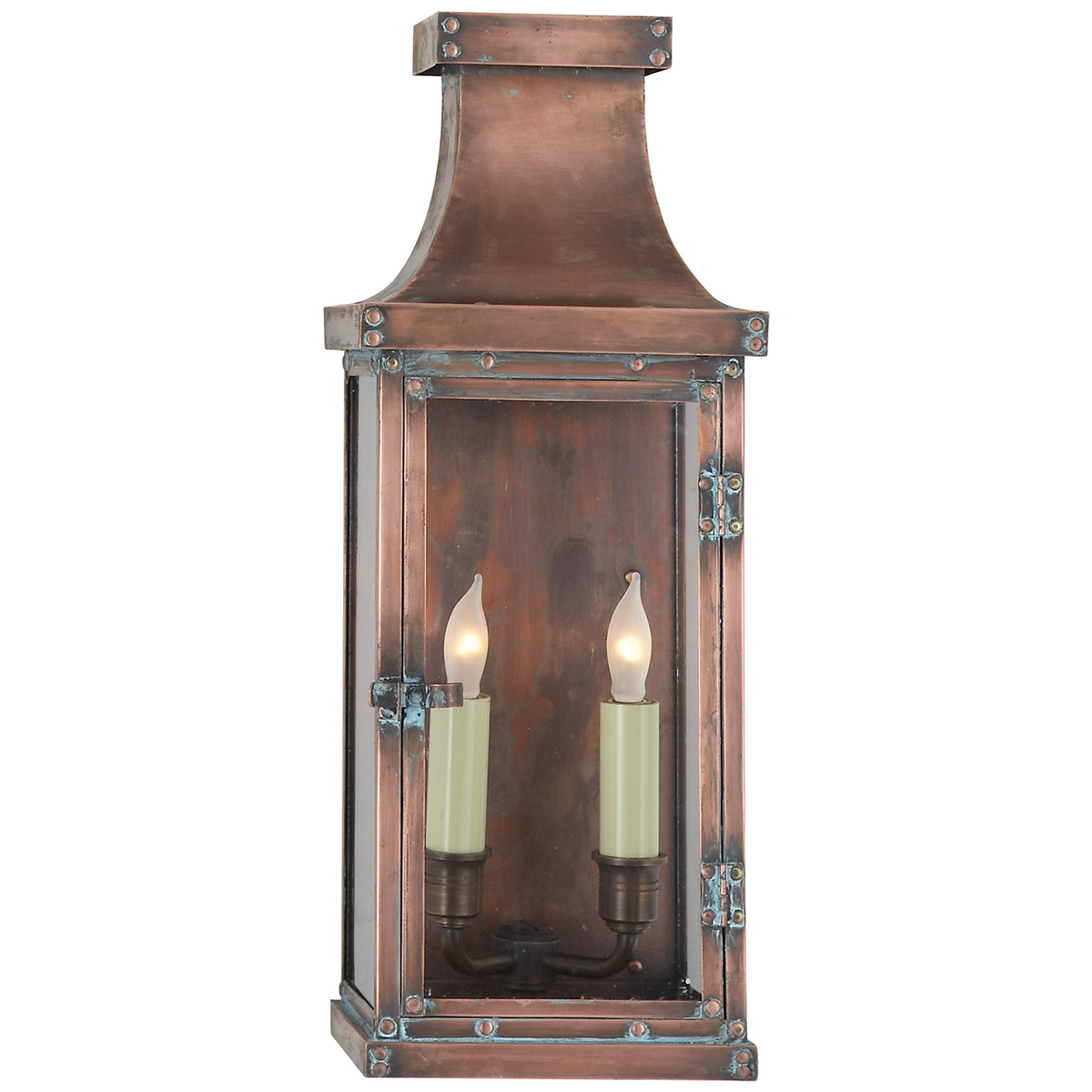 Bedford Two Light Wall Lantern in Natural Copper