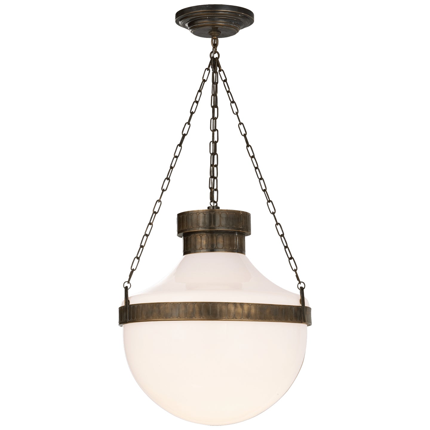 Lanterne moderne à deux lumières de style école, en laiton antique avec verde
