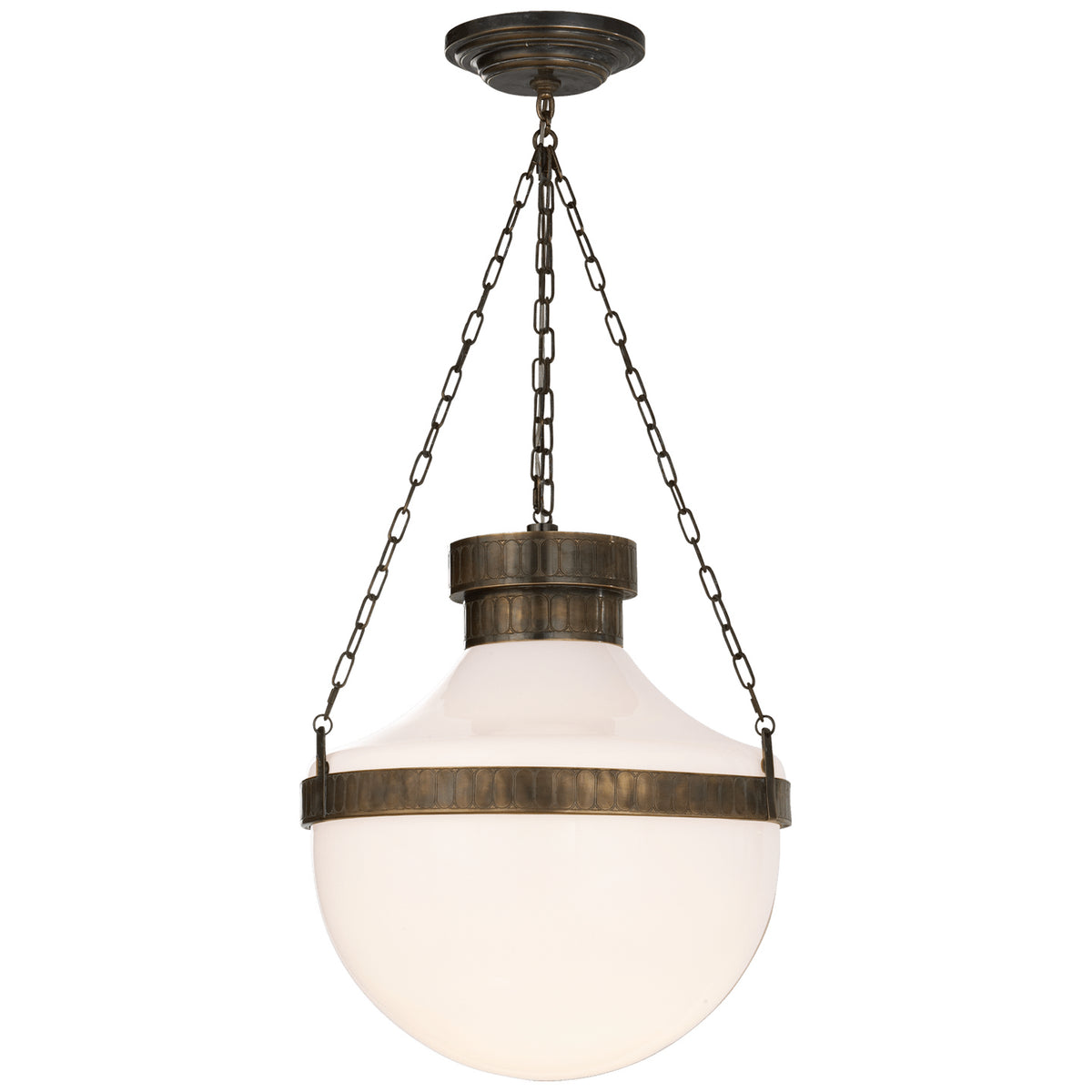 Modern Schoolhouse Two Light Lantern in Antique Brass Verdigris