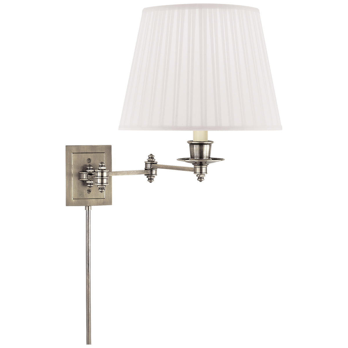 Swing Arm Sconce One Light Swing Arm Wall Lamp in Antique Nickel