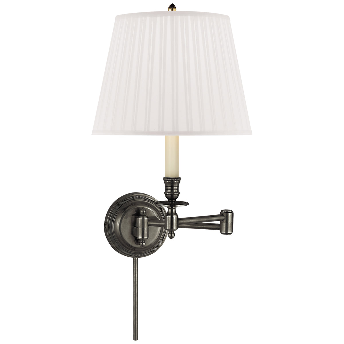 Candle Stick One Light Swing Arm Wall Lamp in Bronze