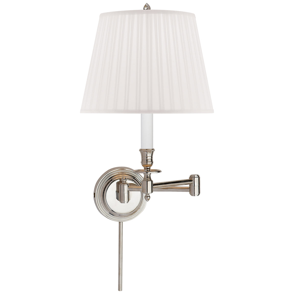 Candle Stick One Light Swing Arm Wall Lamp in Polished Nickel