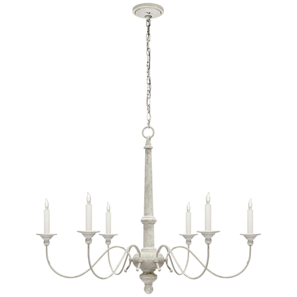 Country Chandelier Six Light Chandelier in Belgian White