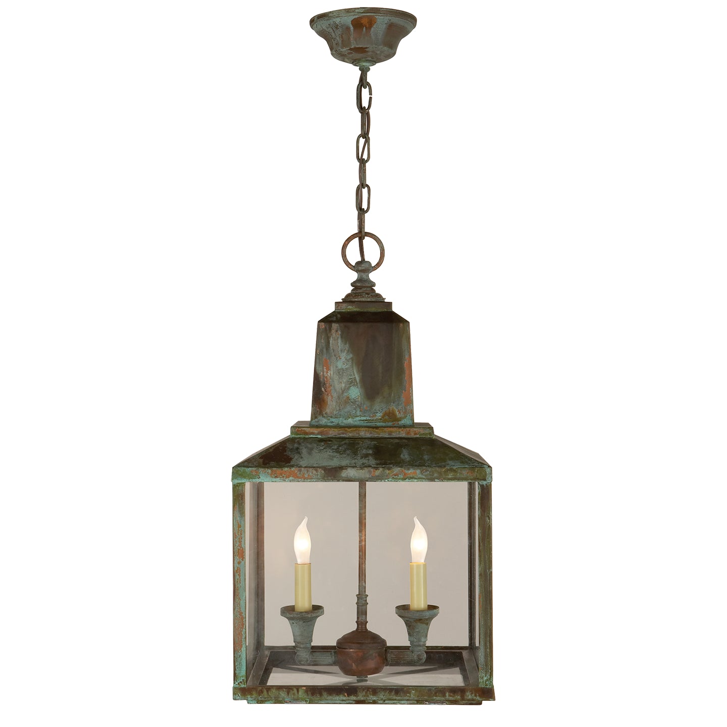 Brantley Two Light Lantern in Verdigris