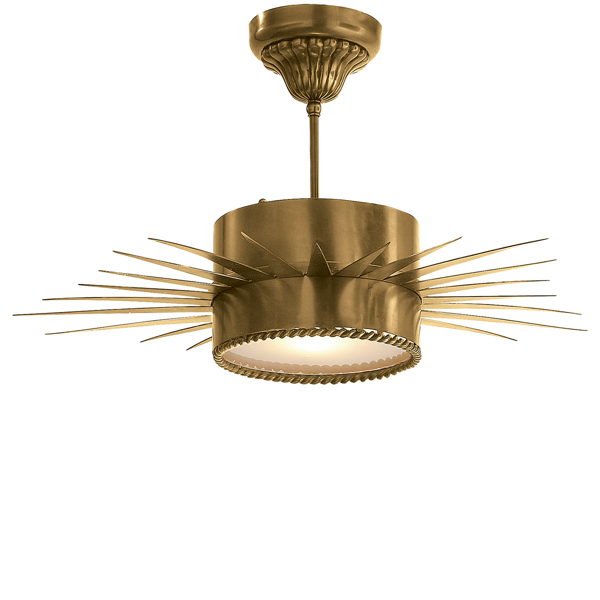 Soleil One Light Semi Flush Mount in Hand-Rubbed Antique Brass