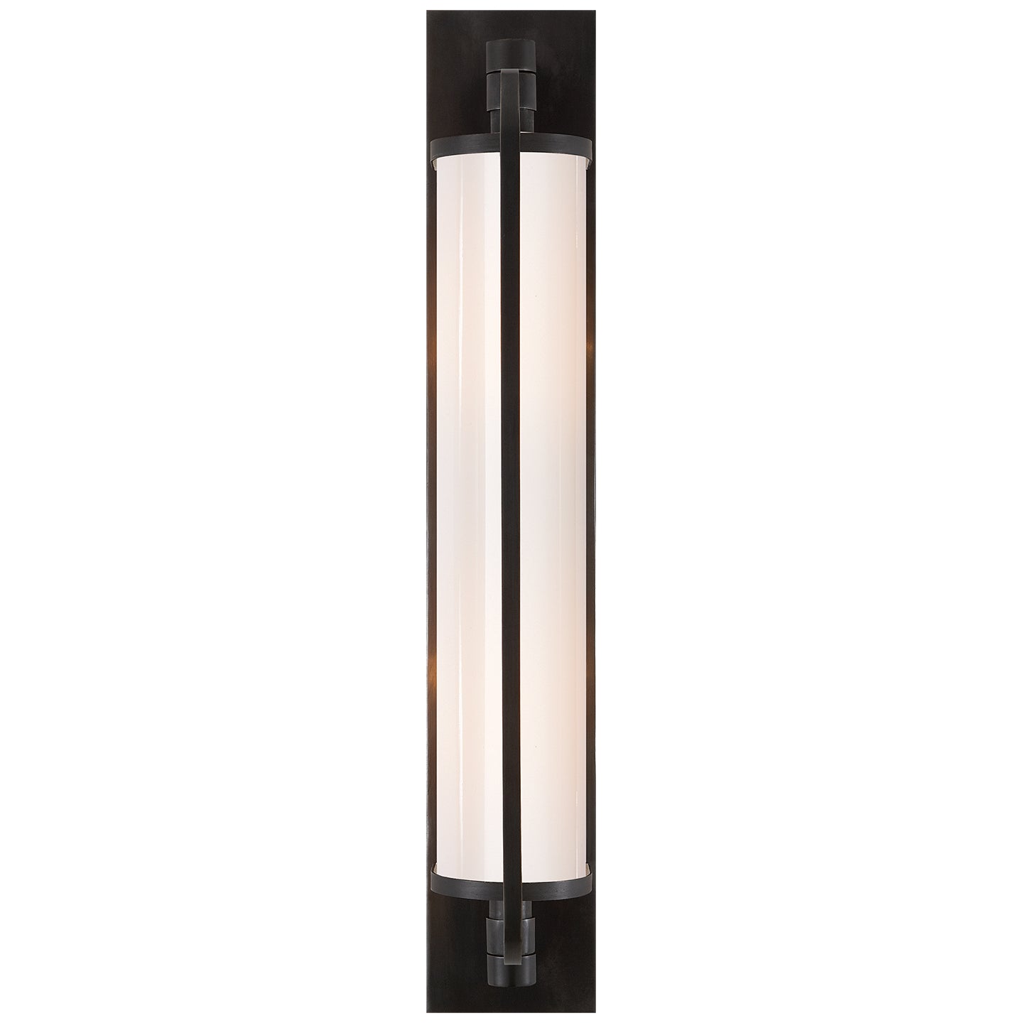 Keeley Tall Pivoting Sconce in Hand-Rubbed Antique Brass with White Glass