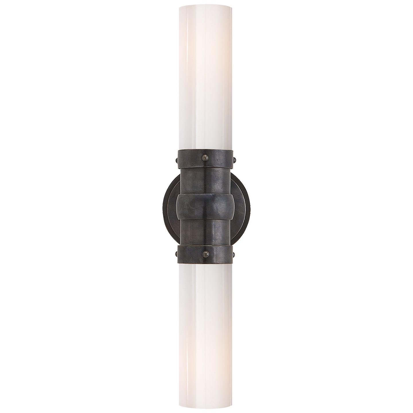 Graydon Double Bath Light in Polished Nickel with White Glass