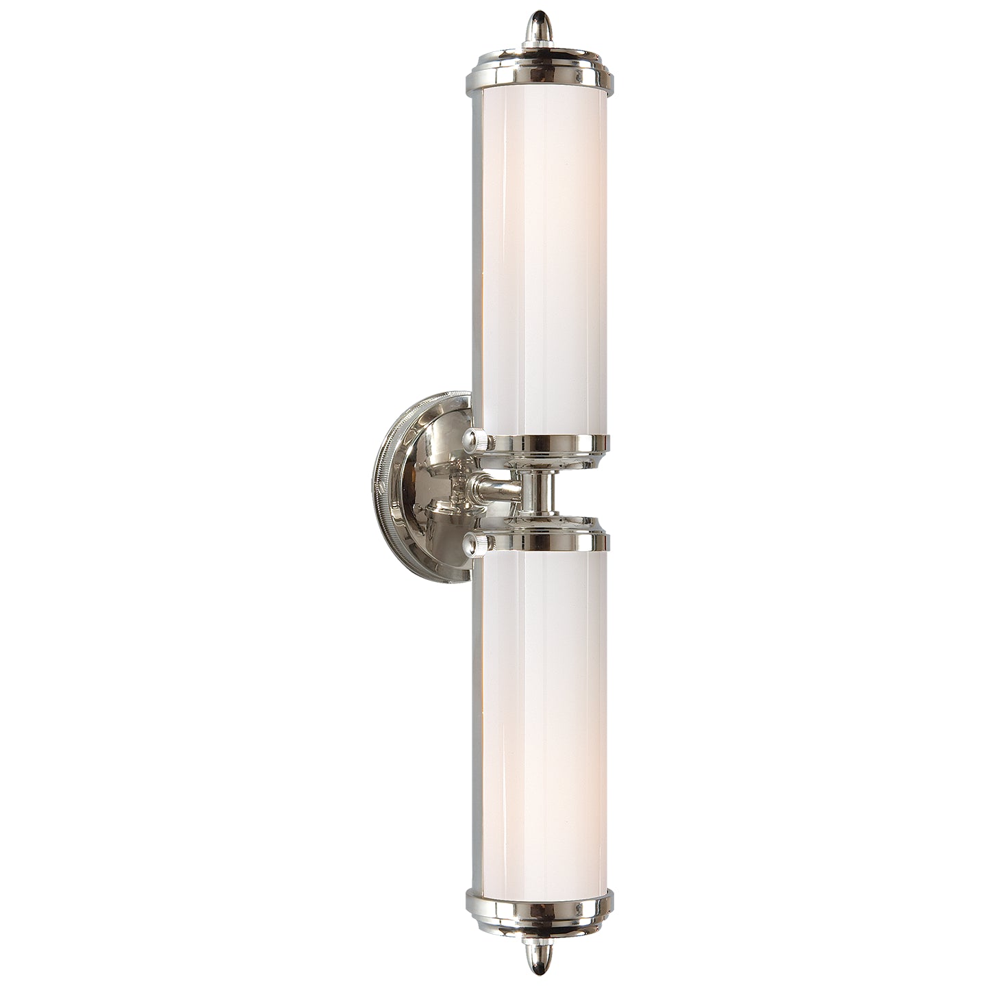 Merchant Double Bath Light in Chrome with White Glass