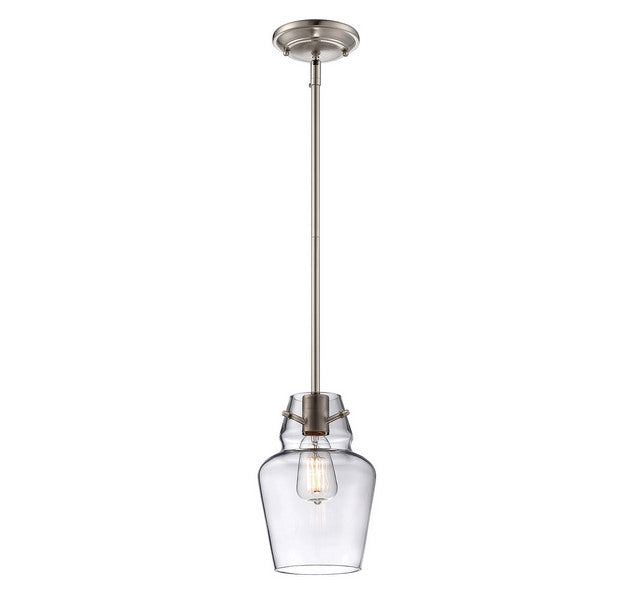Mini-suspension vintage à une lumière en nickel satiné
