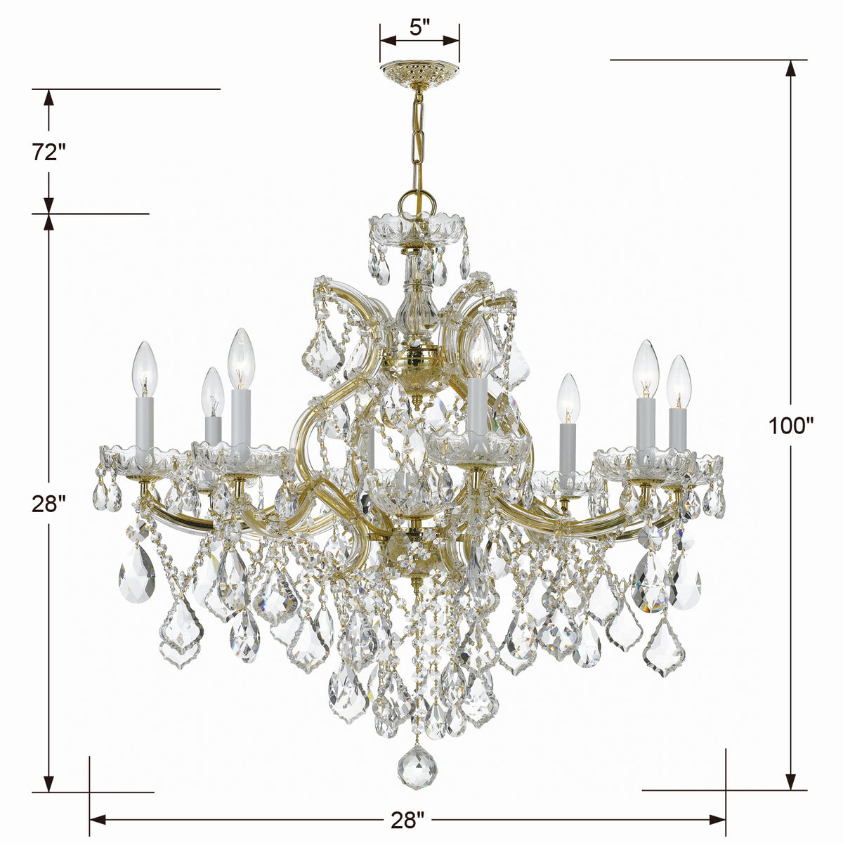 Maria Theresa Nine Light Chandelier in Gold