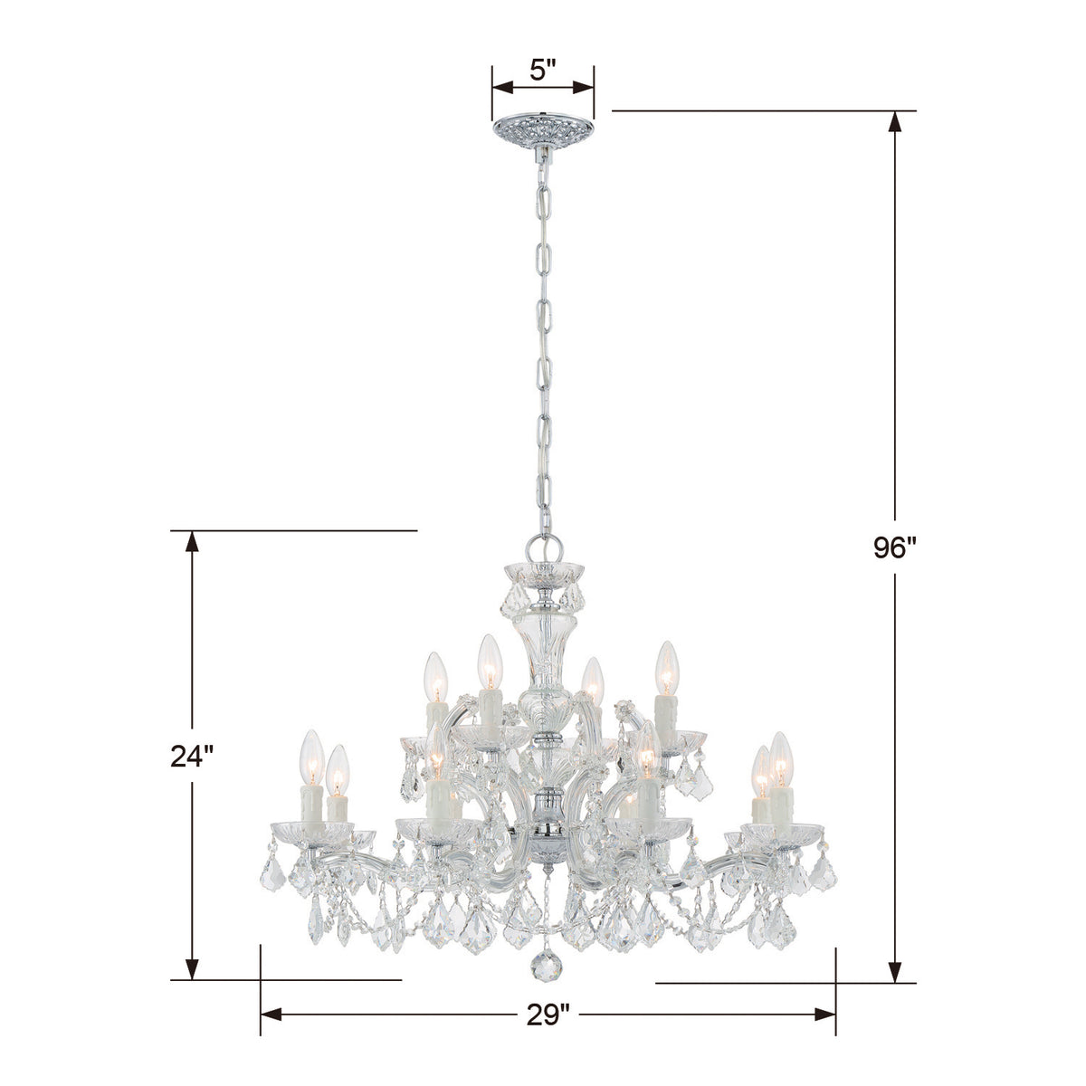 Maria Theresa 12 Light Chandelier in Polished Chrome