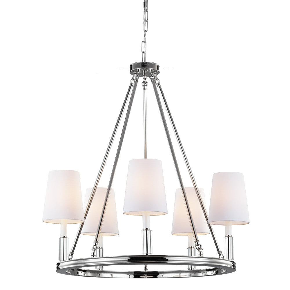 Lustre Lismore à cinq lumières en nickel poli