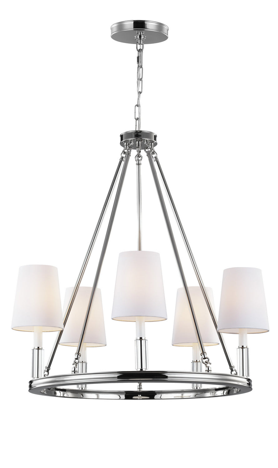 Lismore Five Light Chandelier in Polished Nickel