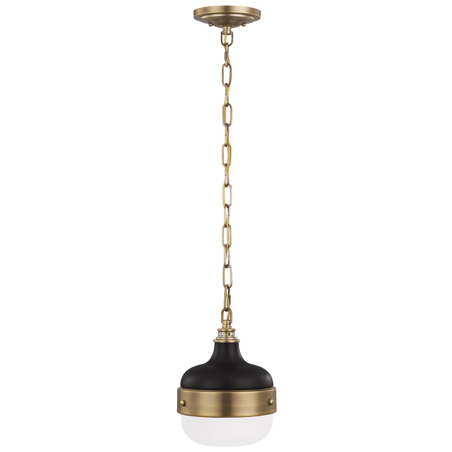 Cadence One Light Pendant in Dark Antique Brass / Matte Black