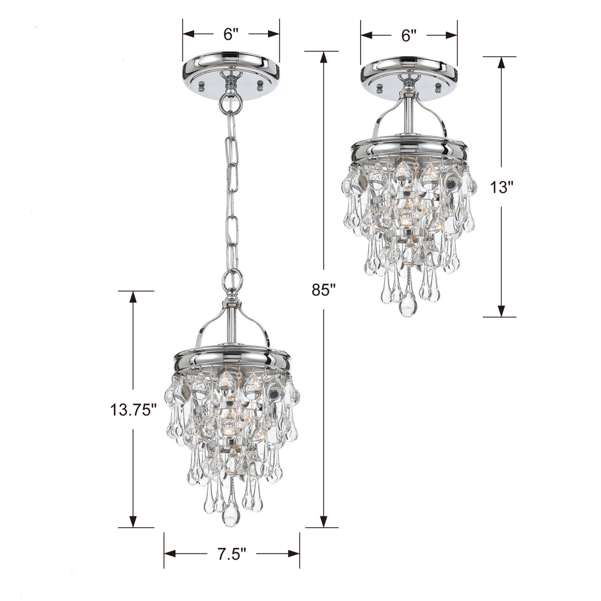 Calypso One Light Semi Flush Mount in Polished Chrome