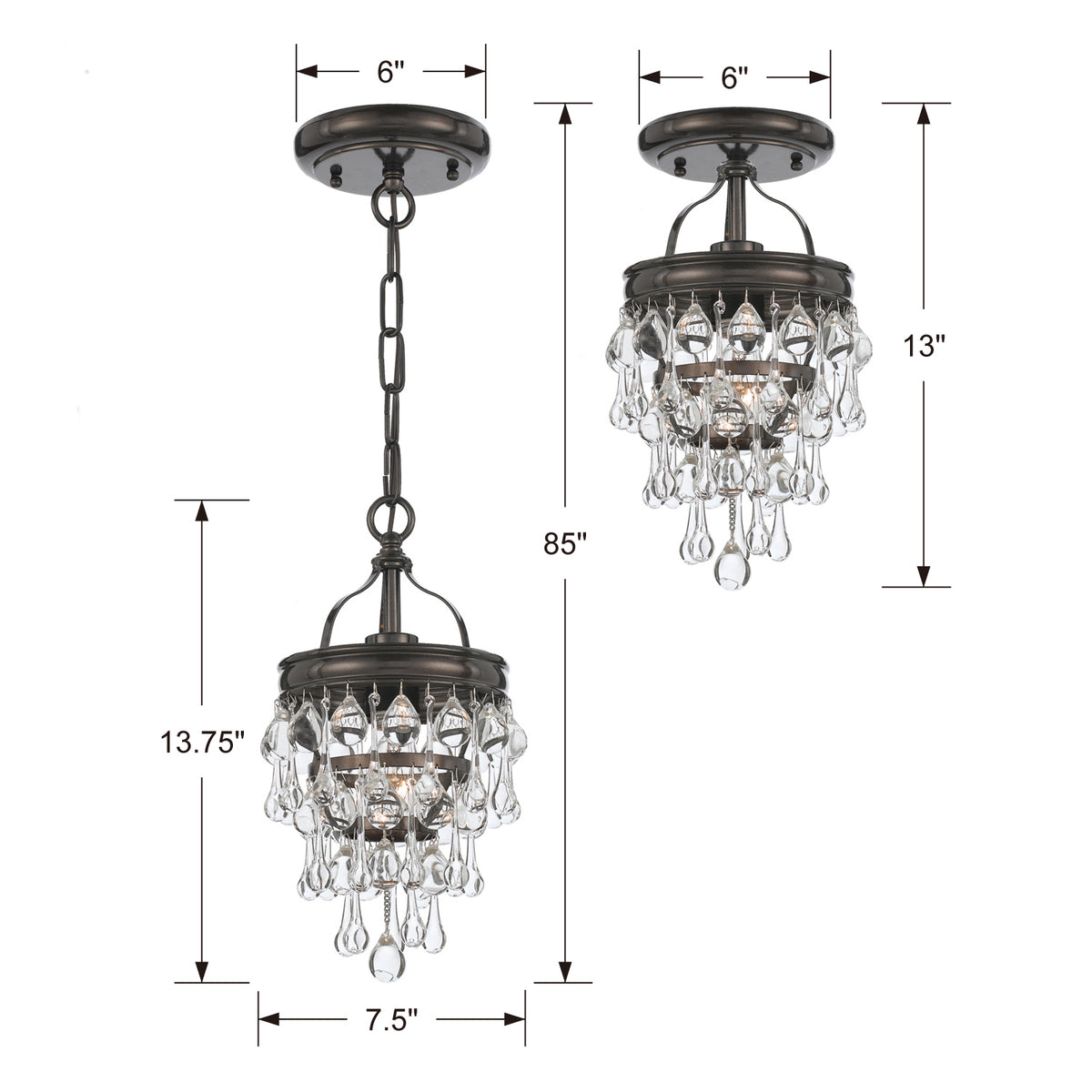 Calypso One Light Semi Flush Mount in Vibrant Bronze