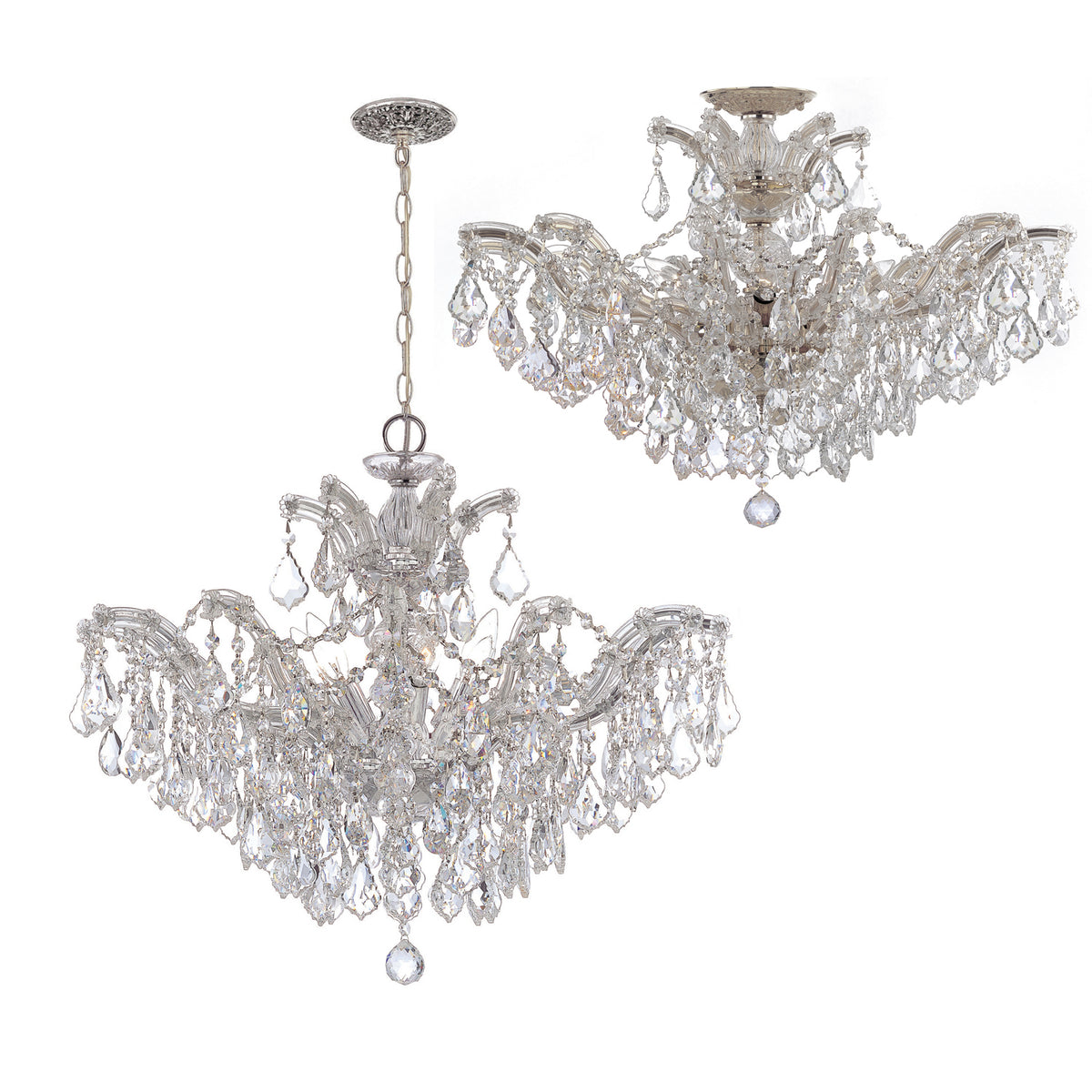 Maria Theresa Six Light Semi Flush Mount in Polished Chrome
