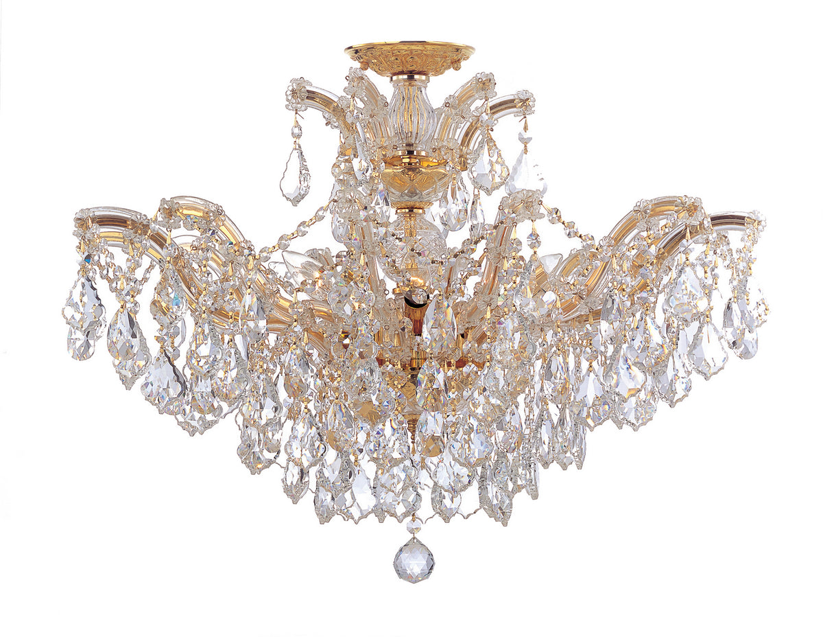 Maria Theresa Six Light Semi Flush Mount in Gold