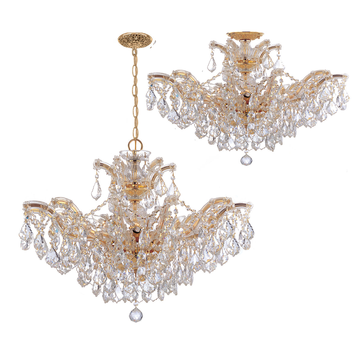 Maria Theresa Six Light Semi Flush Mount in Gold