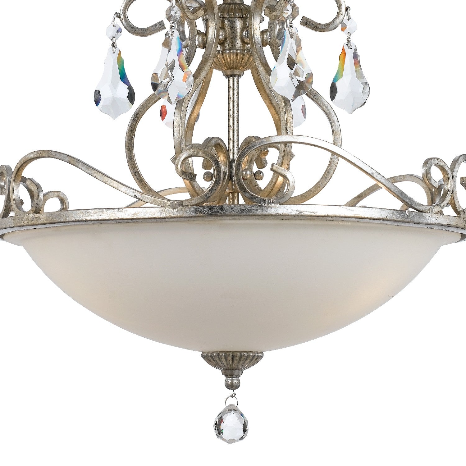Ashton Three Light Semi Flush Mount in Olde Silver