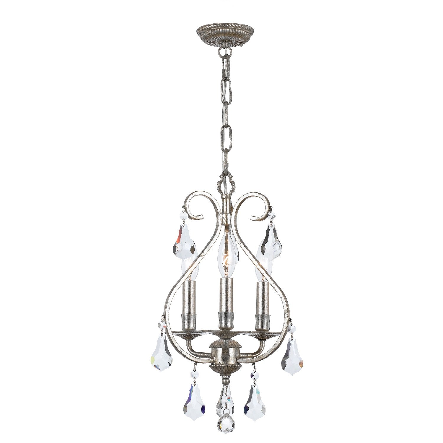 Ashton Three Light Mini Chandelier in Olde Silver