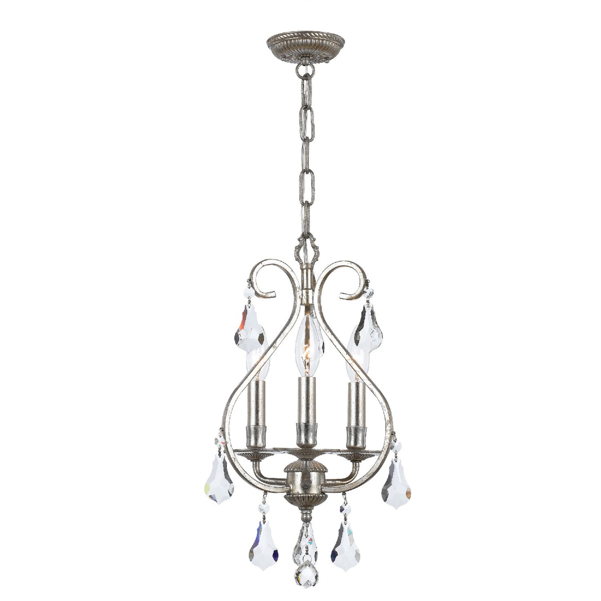 Ashton Three Light Mini Chandelier in Olde Silver