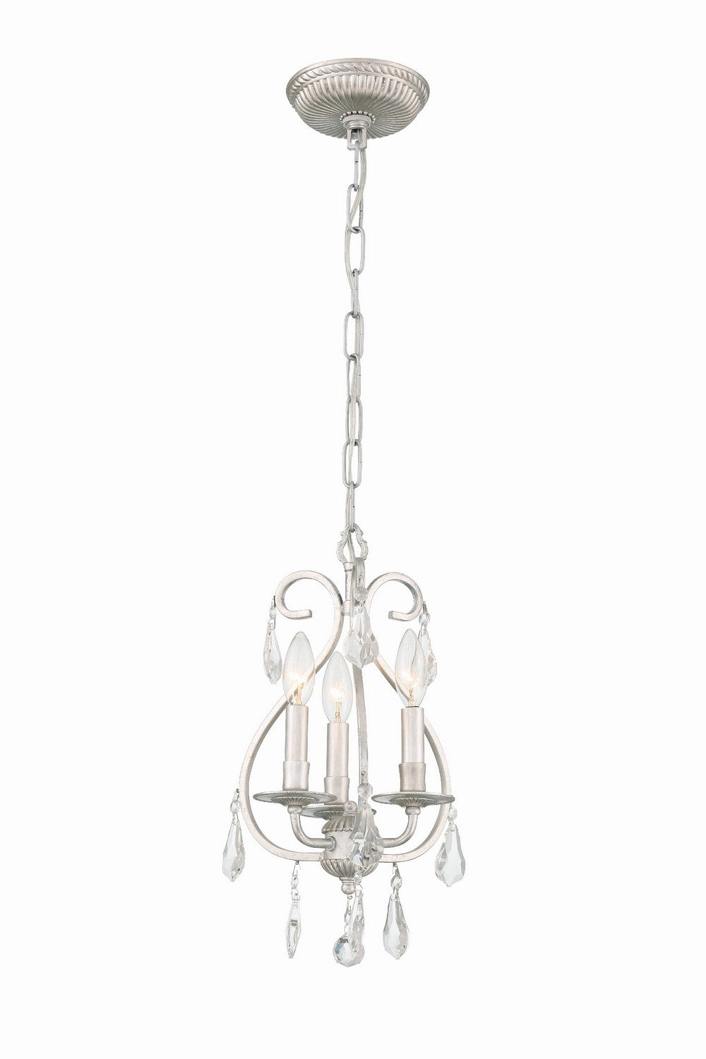 Ashton Three Light Mini Chandelier in Olde Silver