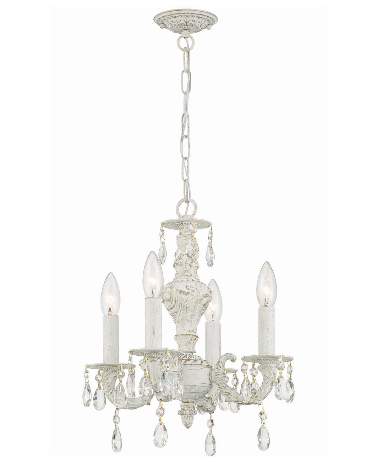 Paris Market Four Light Mini Chandelier in Antique White