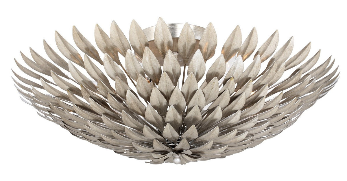 Broche Six Light Flush Mount in Antique Silver
