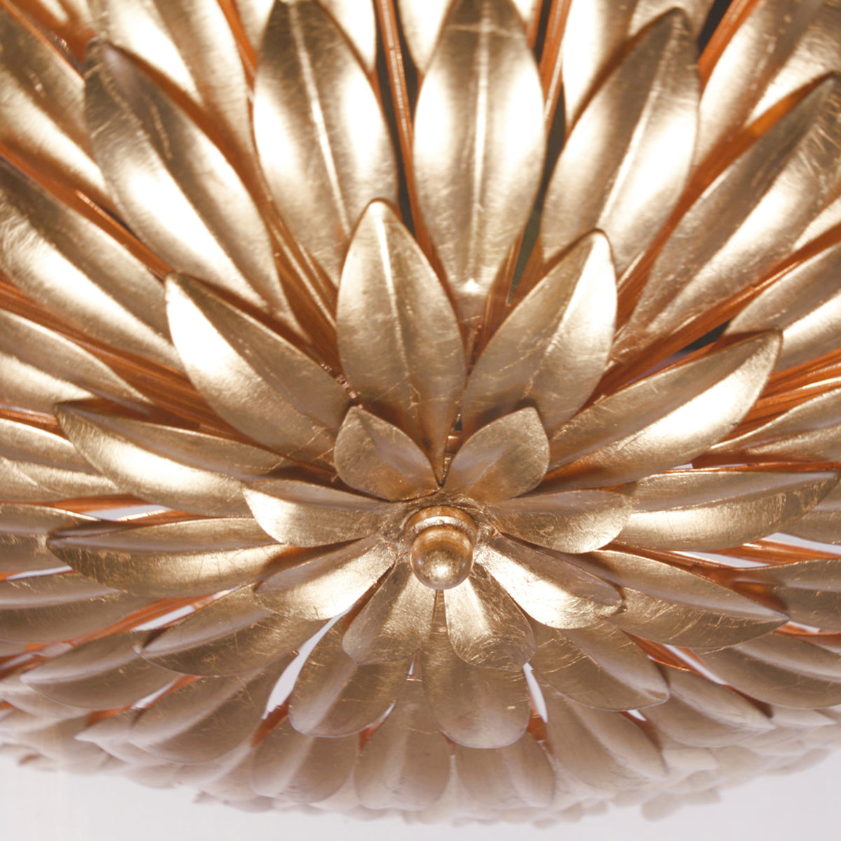 Broche Six Light Semi Flush Mount in Antique Gold
