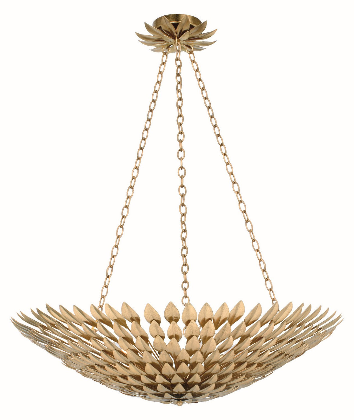 Broche Eight Light Chandelier in Antique Gold