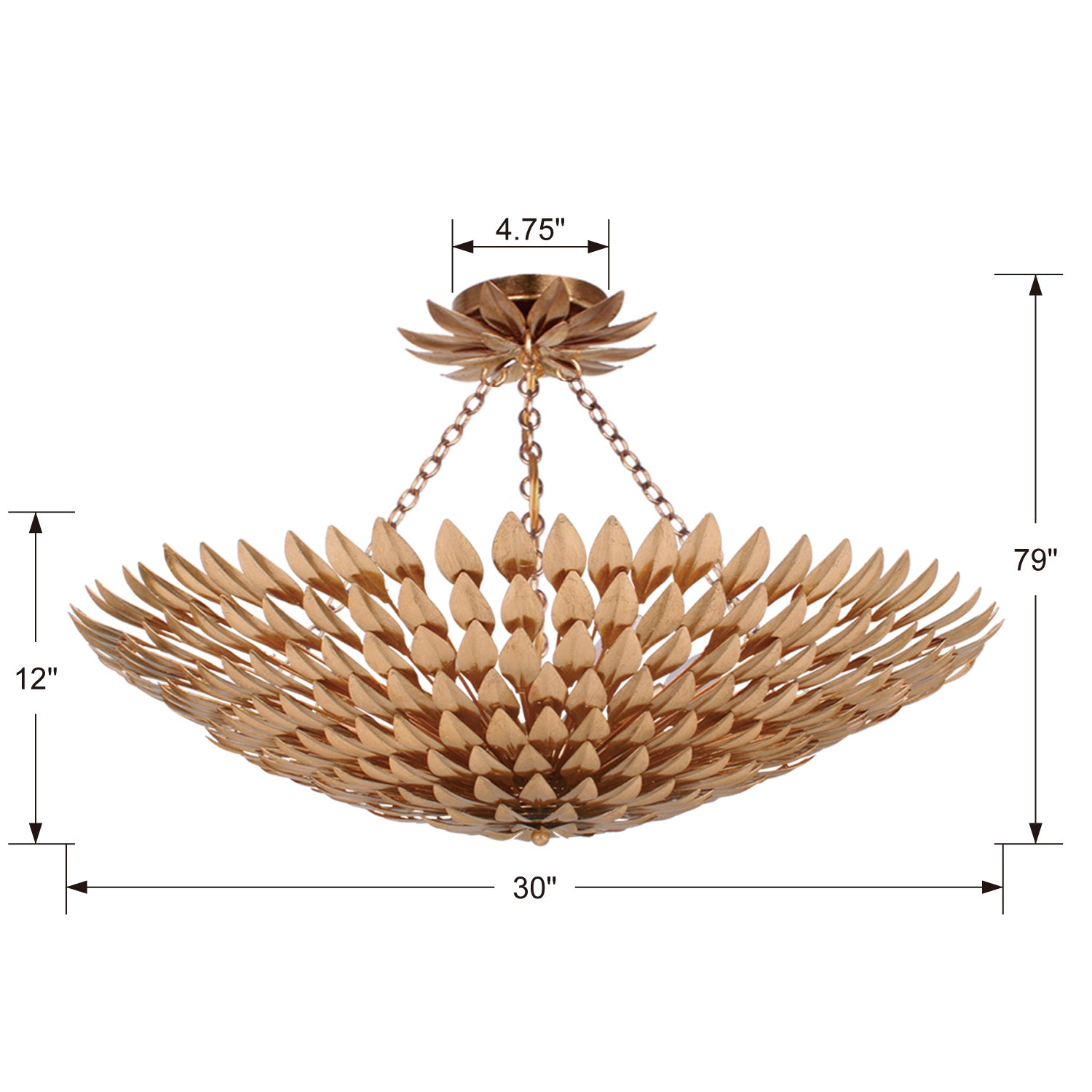 Broche Eight Light Semi Flush Mount
