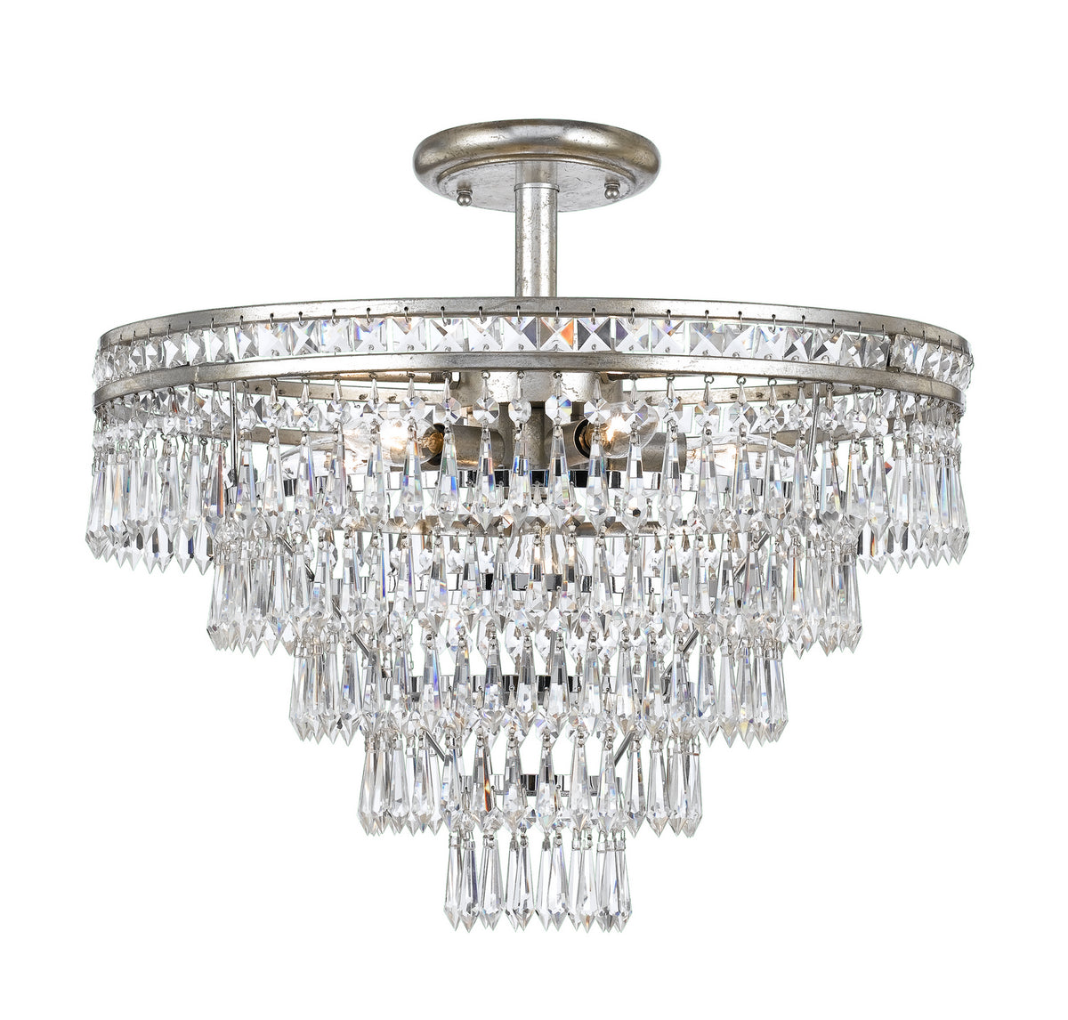 Mercer Seven Light Semi Flush Mount in Olde Silver