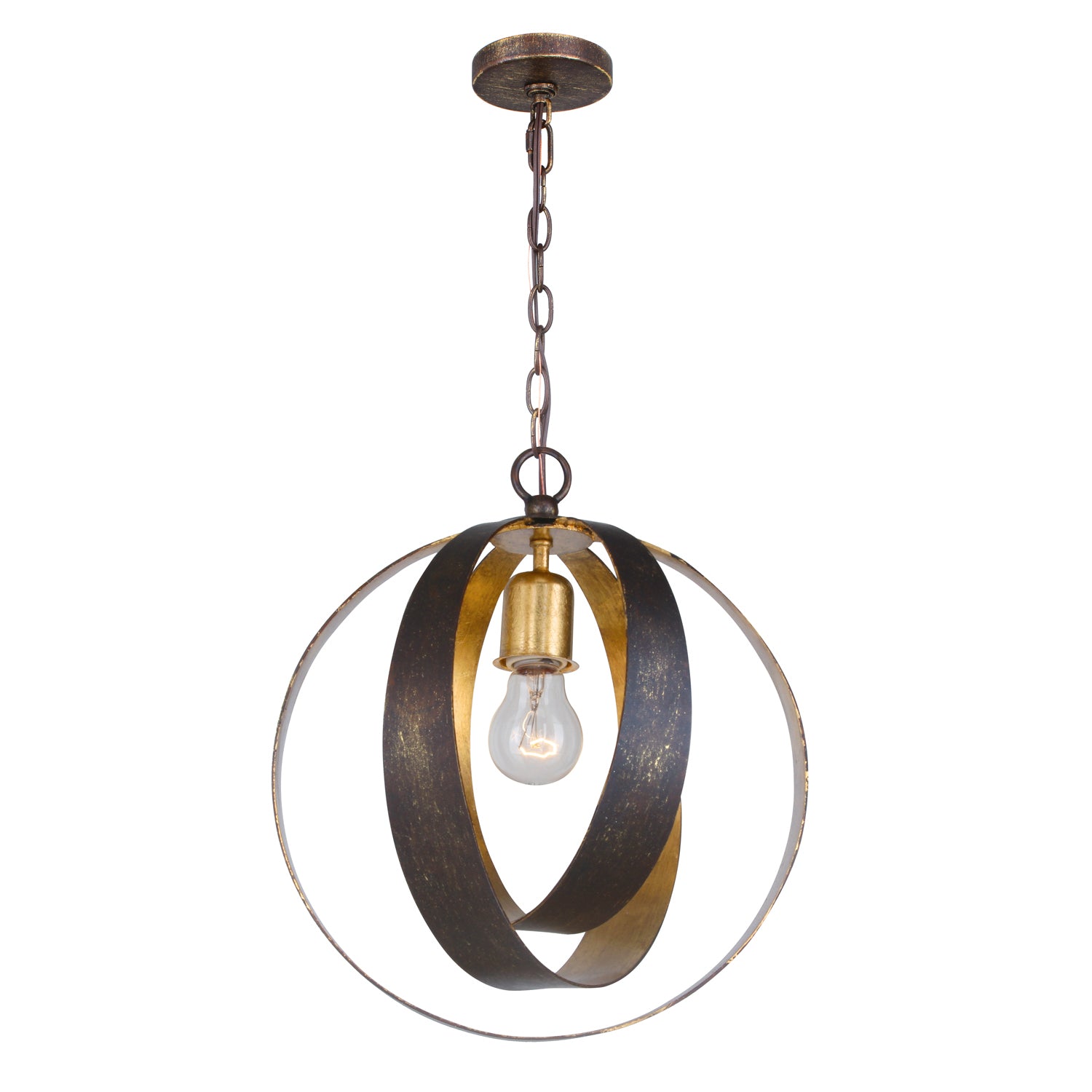 Luna One Light Mini Chandelier in English Bronze + Antique Gold