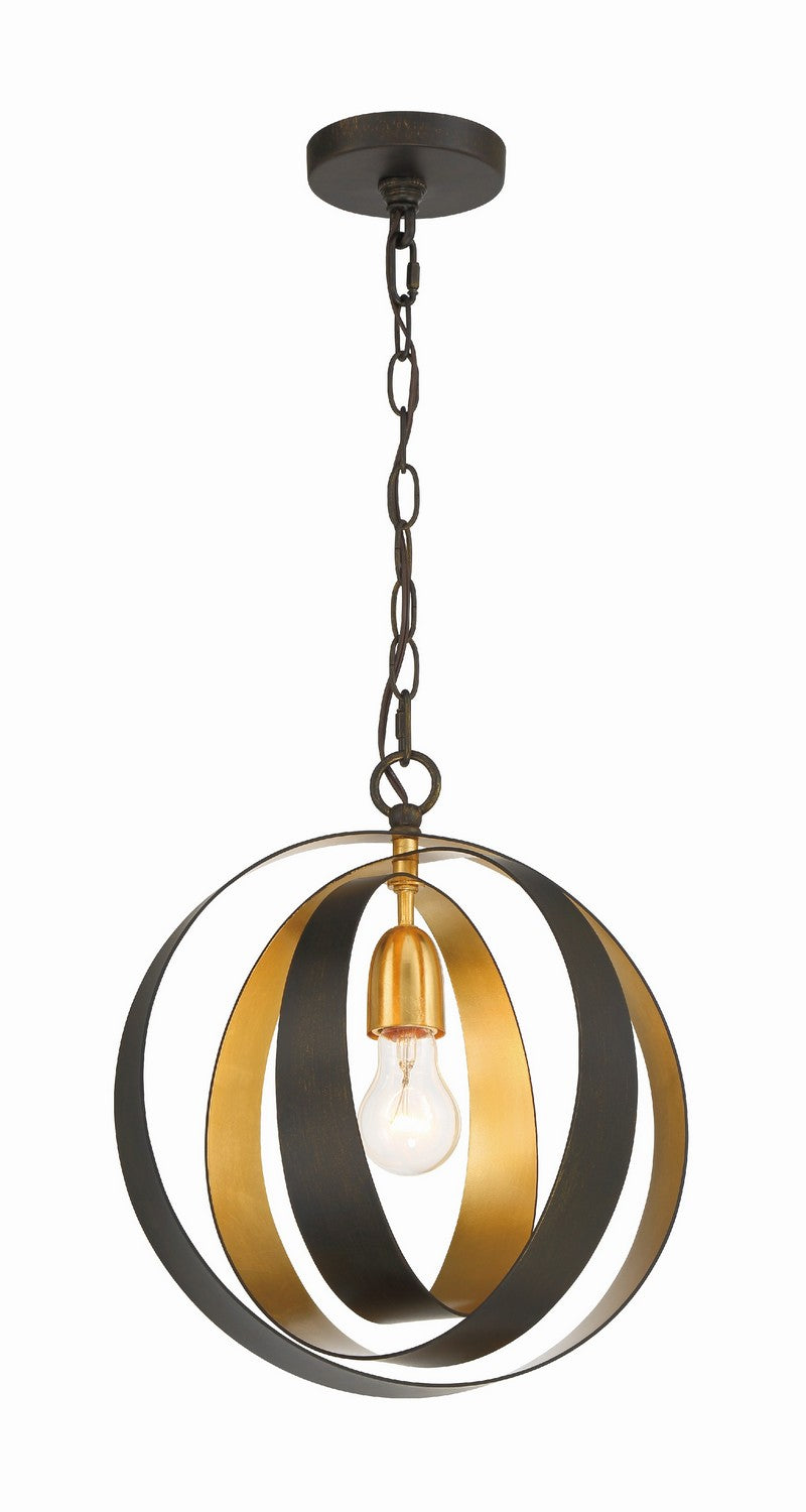 Luna One Light Mini Chandelier in English Bronze + Antique Gold